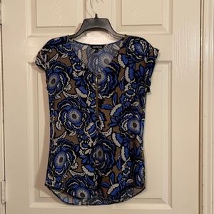 Floral zip-front blouse